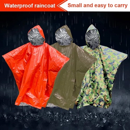 Regnponcho i 3 farver
